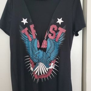 🌟Black, mesh center, rock & roll top.